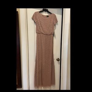 Adrianna Papell Beaded Blouson Gown in Dusted Petal Silver